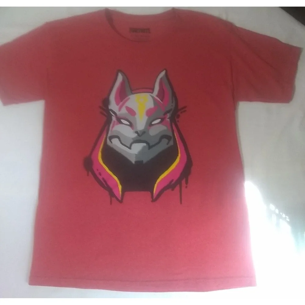 Fortnight‎ T-shirt Kid's XL (14/16) Youth Drift Mask Graphic Red Orange